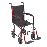 drive Lightweight Transport Chair, Red, 17-Inch Seat Width